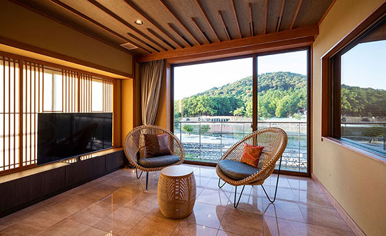 Japanese Style Executive Twin Room with Bathroom Facing the Uji River